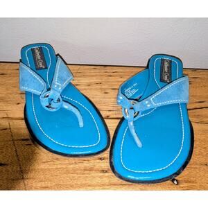 Coldwater Creek Aqua Suede Leather Thong Strap Comfort Sandal Womens' 8M